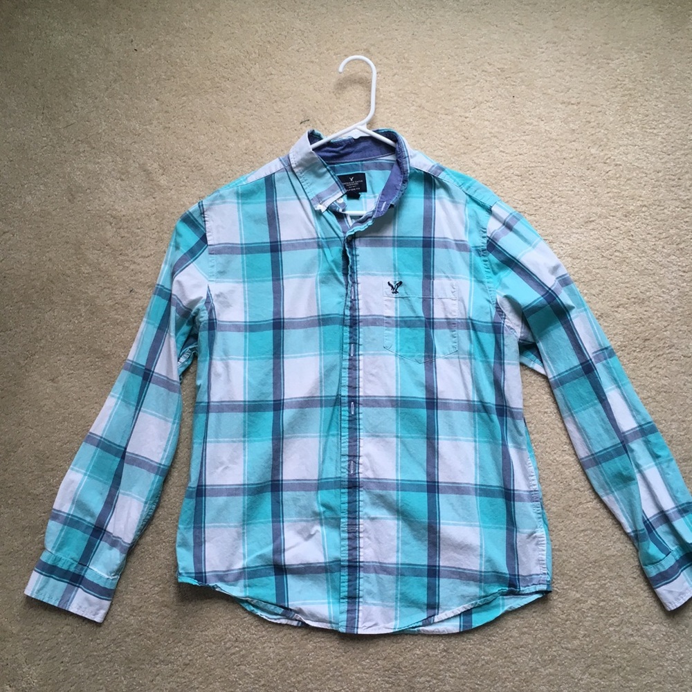 Blue plaid button down